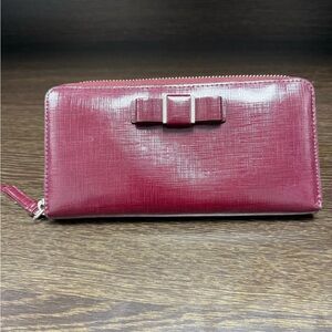 Coach Maroon Bow Detail Wallet